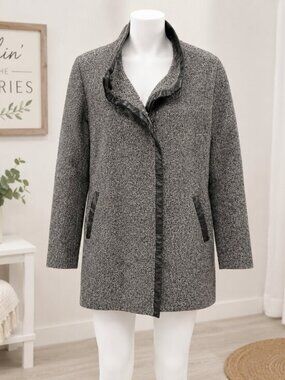 🧥 Reitmans Grey / Black Knit Coat Jacket 🧥Size Large